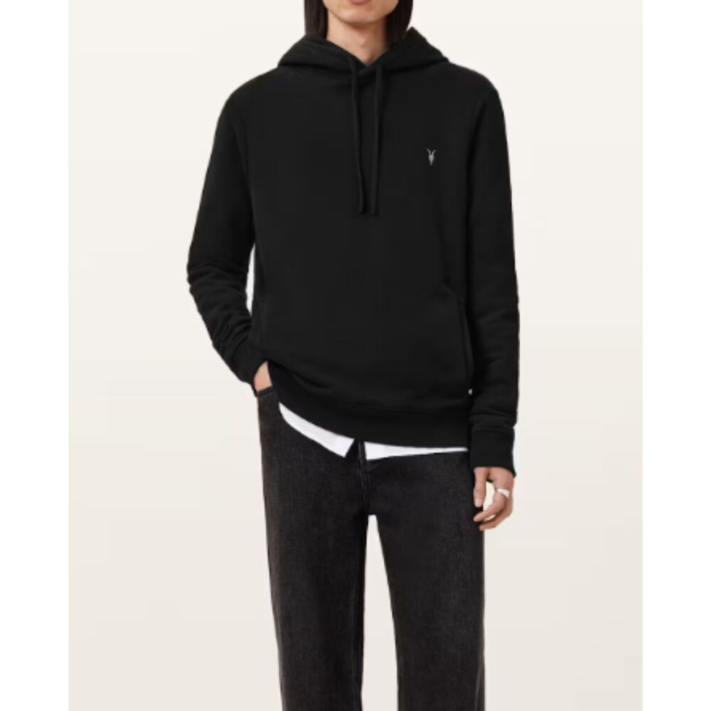 ~ ALLSAINTS Mens Raven Pullover Ramskull Hoodie Med Sweatshirt Kangaroo Pocket